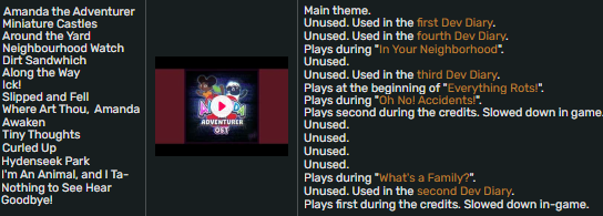 Liste des Soundtracks de Amanda the Adventurer