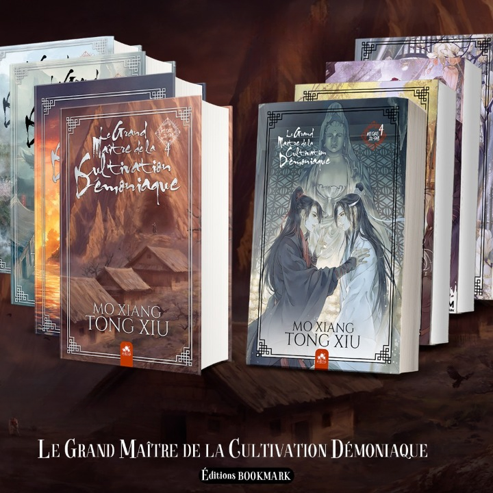 Les quatre romans édité de Mo Dao Zu Shi, chez Bookmark édition, en version relié et broché